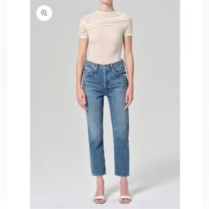 AGOLDE Riley High Rise Straight Crop Jeans, Medium Wash, size 26
